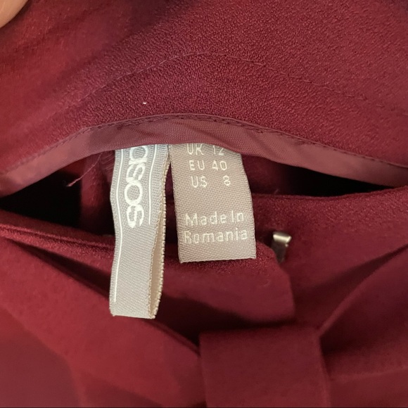 OPEN TO OFFERS ASOS Peg Leg Burgundy Pants with Obi Tie - Picture 4 of 9